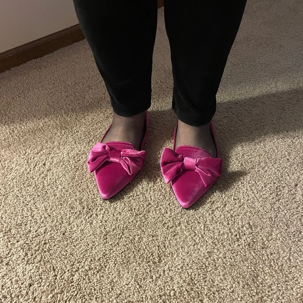 ASOS Fuschia bow flats - Picture 1 of 5